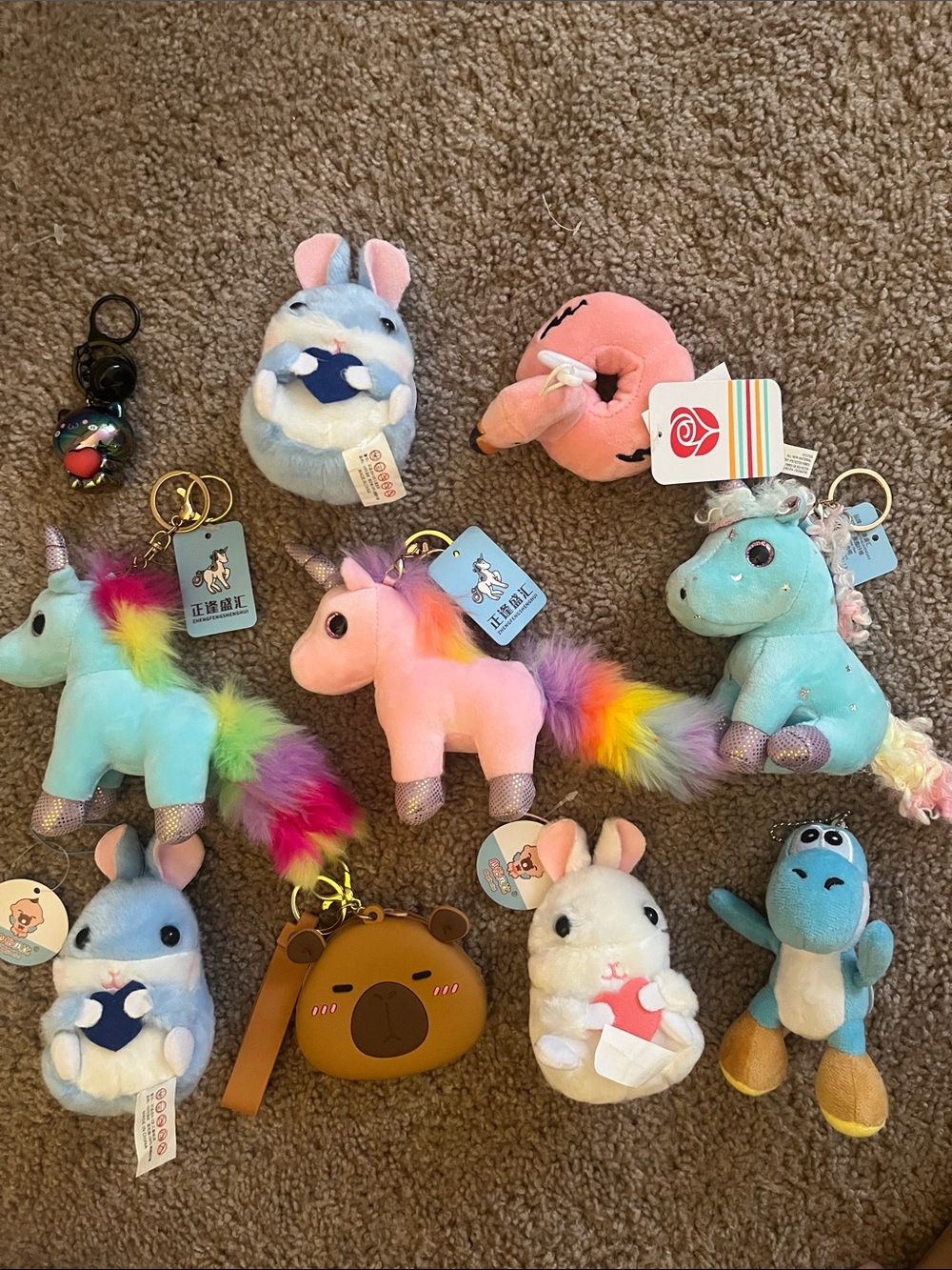 Plush Rainbow Unicorn Keychain - Assorted Pink & Blue